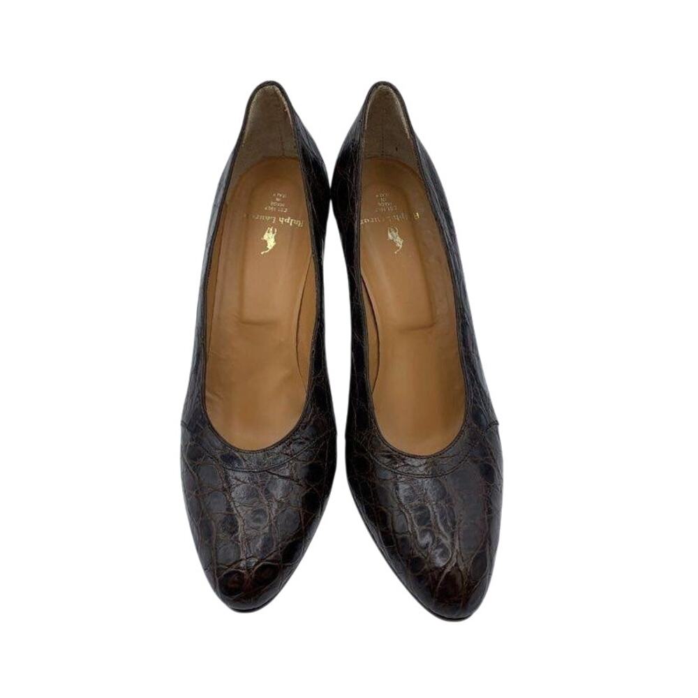 Vintage Ralph Lauren Croc Embossed Leather Pumps Italy Sz 9
